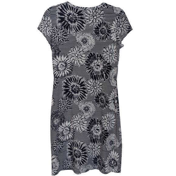 J McLaughlin Blue and White Striped Floral Print Summer Vacation T-shirt Small - Picture 7 of 7